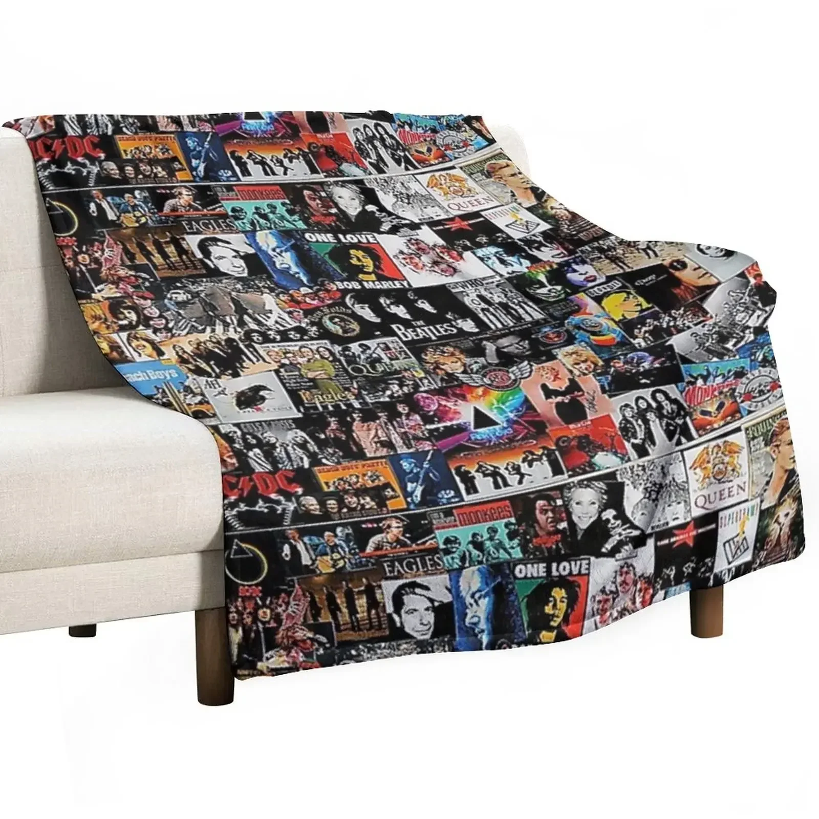 ROCK COLLAGE Throw Blanket Multi-Purpose Thin Comforter wednesday Blankets