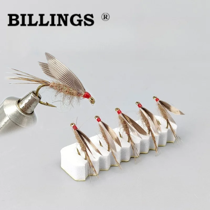 BILLINGS 1 Stück Handgefertigter Insektenköder: Nassfliegenköder für Fliegenfischen mit Naturfedern, Scharfem Widerhaken, Praktisches Angelzubehör