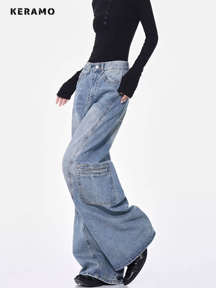 

Y2K Baggy 2000s Normcore Denim Trouser Women Grunge Street Retro High Waist Solid Color Jeans Vintage Casual Minimalist Pants