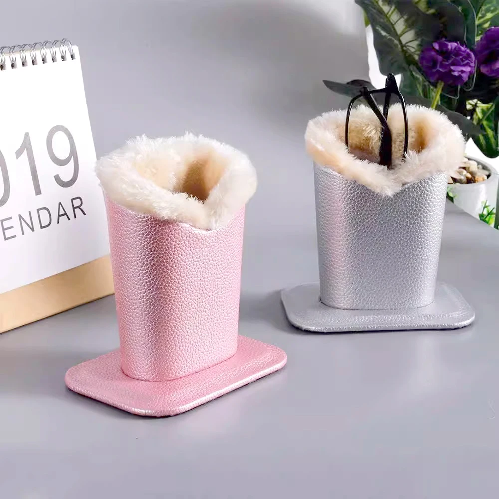 Desktop Multifunctional Organizer Personalized Creative Pen Holder Leather Material Lined With Fluff Durable And Drop Resistant