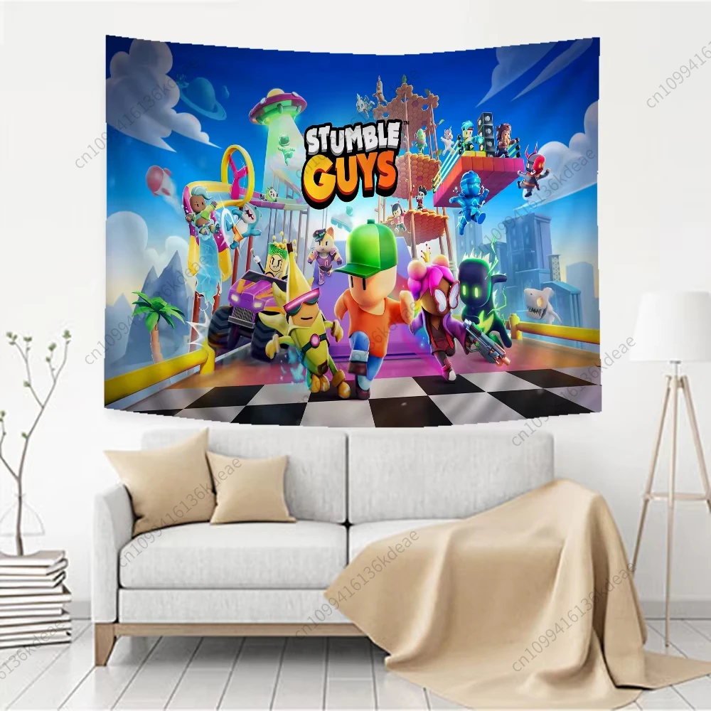 

Cute Anime Tapestry S-Stumble G-Guys Happy Birthday Banner Party Background Cloth Decor Bedroom Decor Wall Art Decor Gift Ideas