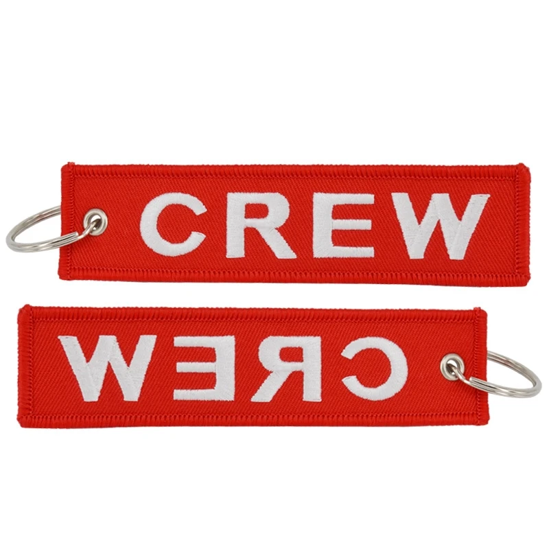 12-120Pcs Fabric Embroidery Crew Keychain Flight Crew Motorcycle Embroidery Keychain