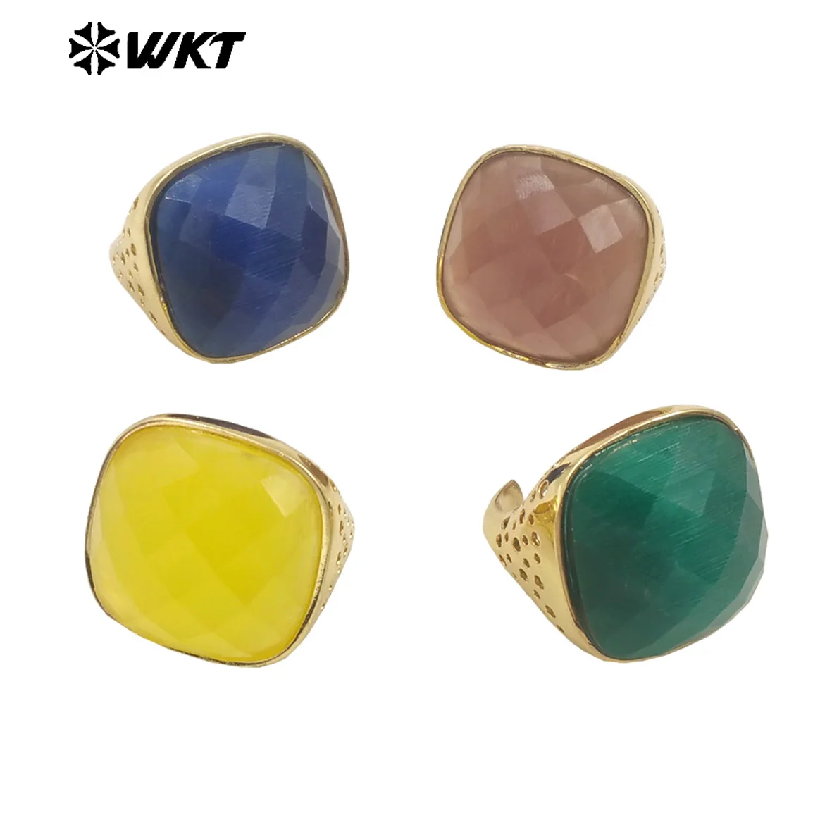 Imagem -03 - Cat Eye Stone Ring para Homens e Mulheres Design Clássico Geométrico Forma Quadrilateral Colorido Ajustável Festa Wt-r517