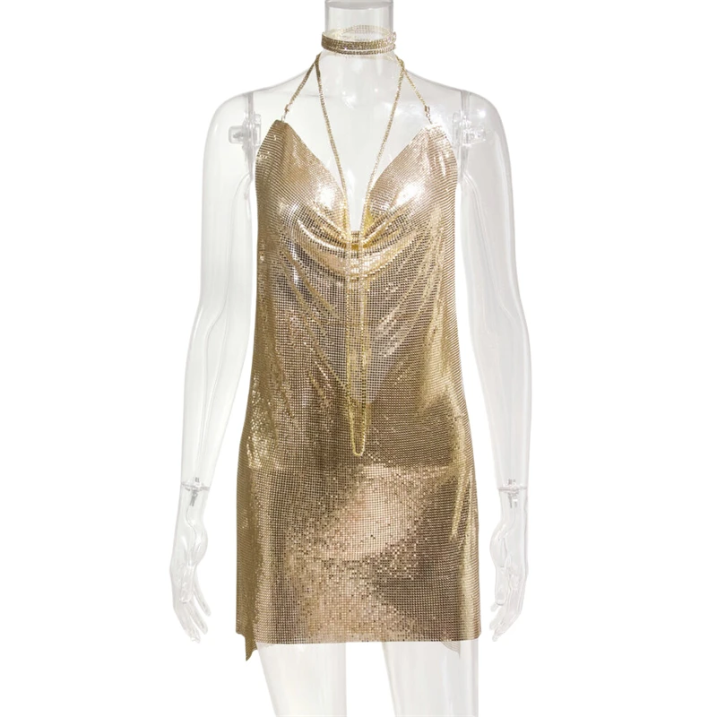 Travel Dress for Women Sexy Metal Beautiful Girl Birthday Party Dresses Nigh Club Take Photos Clothing Slit Halter Neck Vestidos - AliExpress Travel Dress for Women Sexy Metal Beautiful Girl Birthday Party Dresses Nigh Club Take Photos Clothing Slit Halter Neck Vestidos - AliExpress