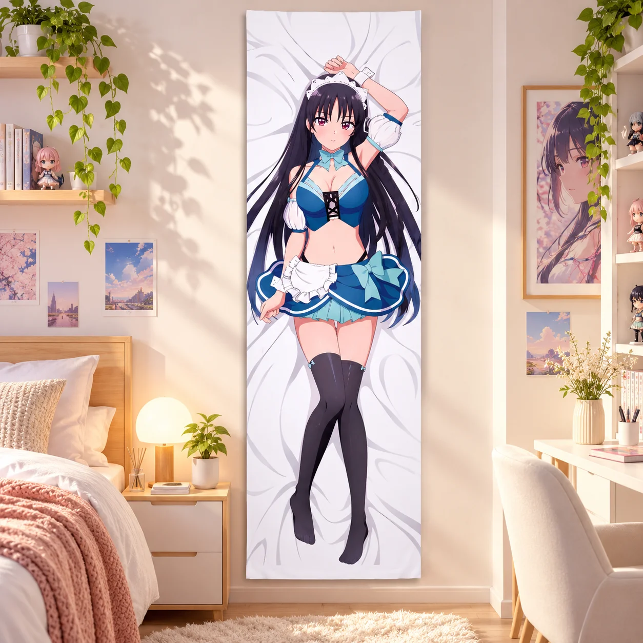 Classroom of the Elite Anime Tapestry, Suzune Horikita Long Vertical Wall Hanging, Cute Maid Outfit Print Wall Art, Bedroom Dorm