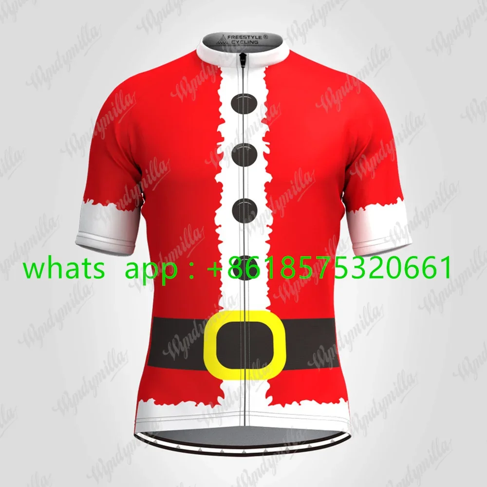 

Рождественский костюм-рубашка с короткими рукавами, велосипедная команда, велосипедный трикотаж, шорты нагрудник с короткими рукавами, комплект Maillot Mtb, забавный комфортный комплект для верховой езды