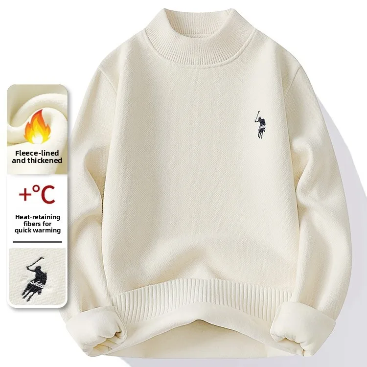 

Men's Thiened Fce Lined f High Collar Knitted Sweater Winter Warm Inner Wear Velvet Paul