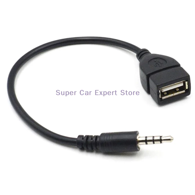 3.5 mm Male AUX Audio Jack Plug To USB 2.0 Female Converter Cable Cord Adapte Car MP3 Player Converter