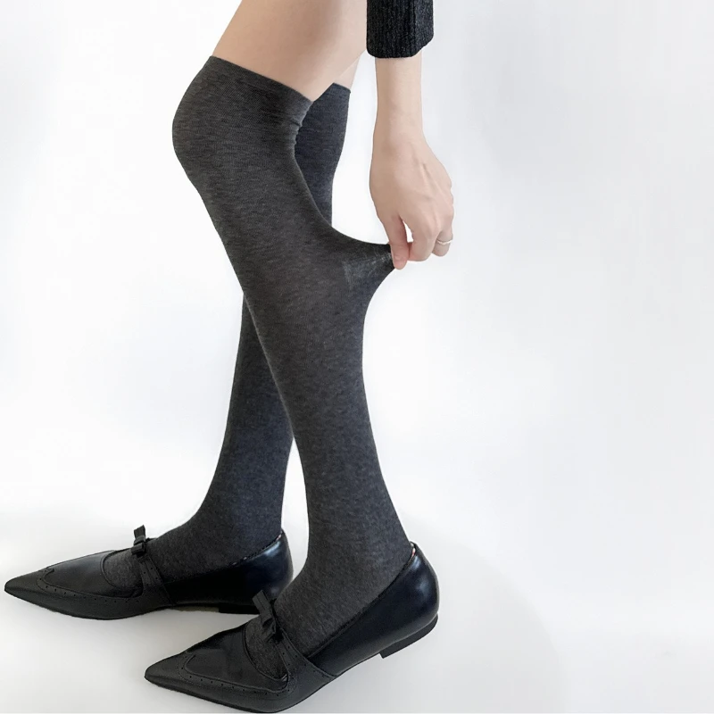 

Women Stockings Cotton Thin JK School Girl Solid Color Long Socks Thigh High Socks Japanese Knee High Socks Thigh High Stockings