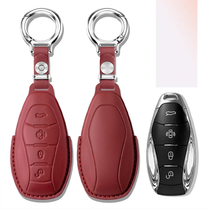

For Hongqi H9 Car Key Cover, First-layer Cowhide, High-end Key Case Buckle, Men's and Women's Interior Modification
