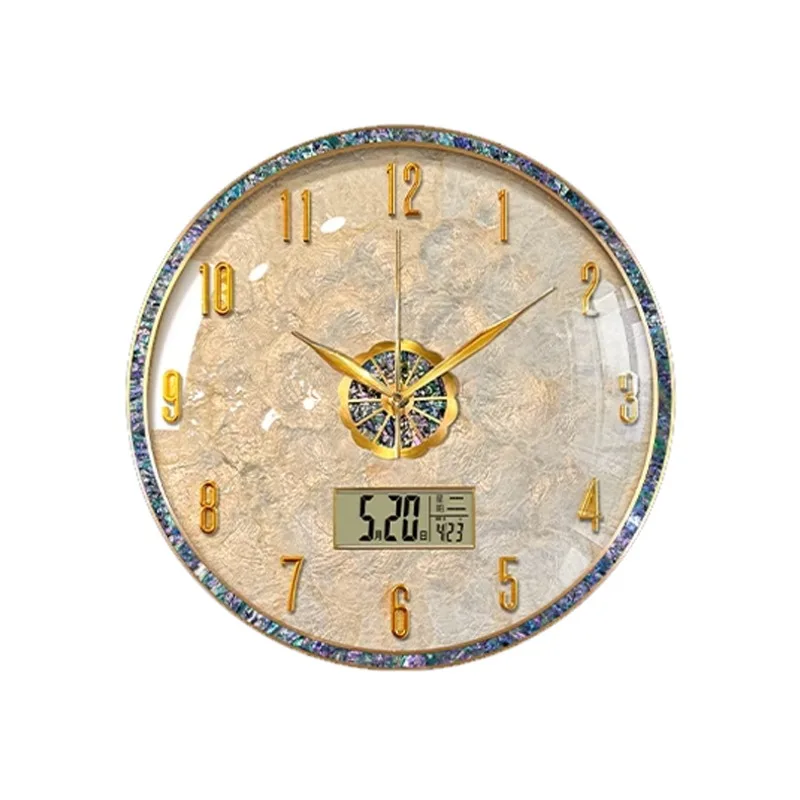 

Light luxury fashion high-end shell wall clock living room home silent wall decoration clock
