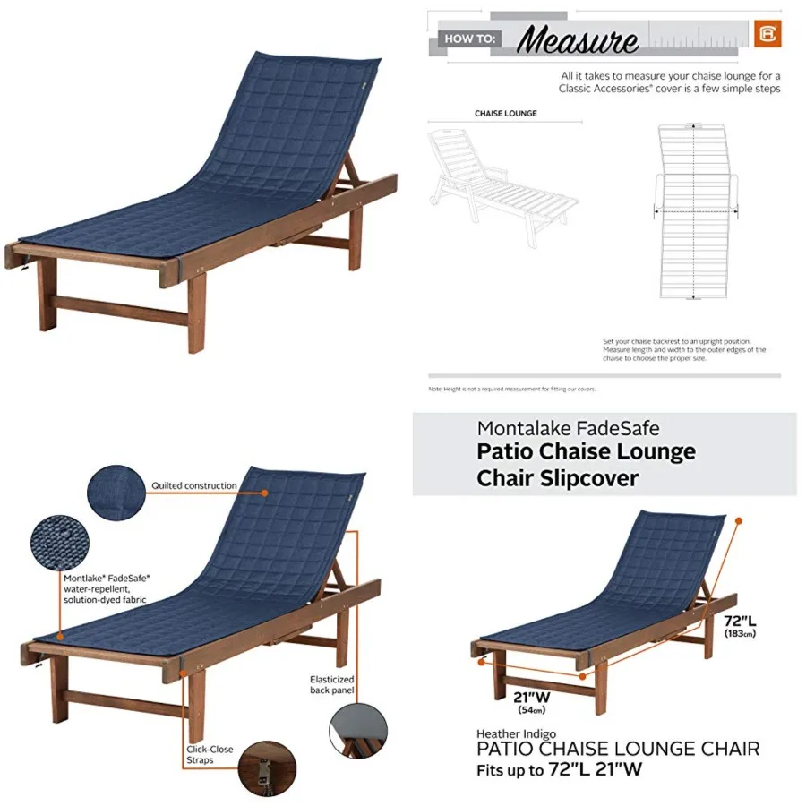 

Montlake Water-Resistant 72 Inch Patio Chaise Lounge Slipcover,,Patio Furniture Covers