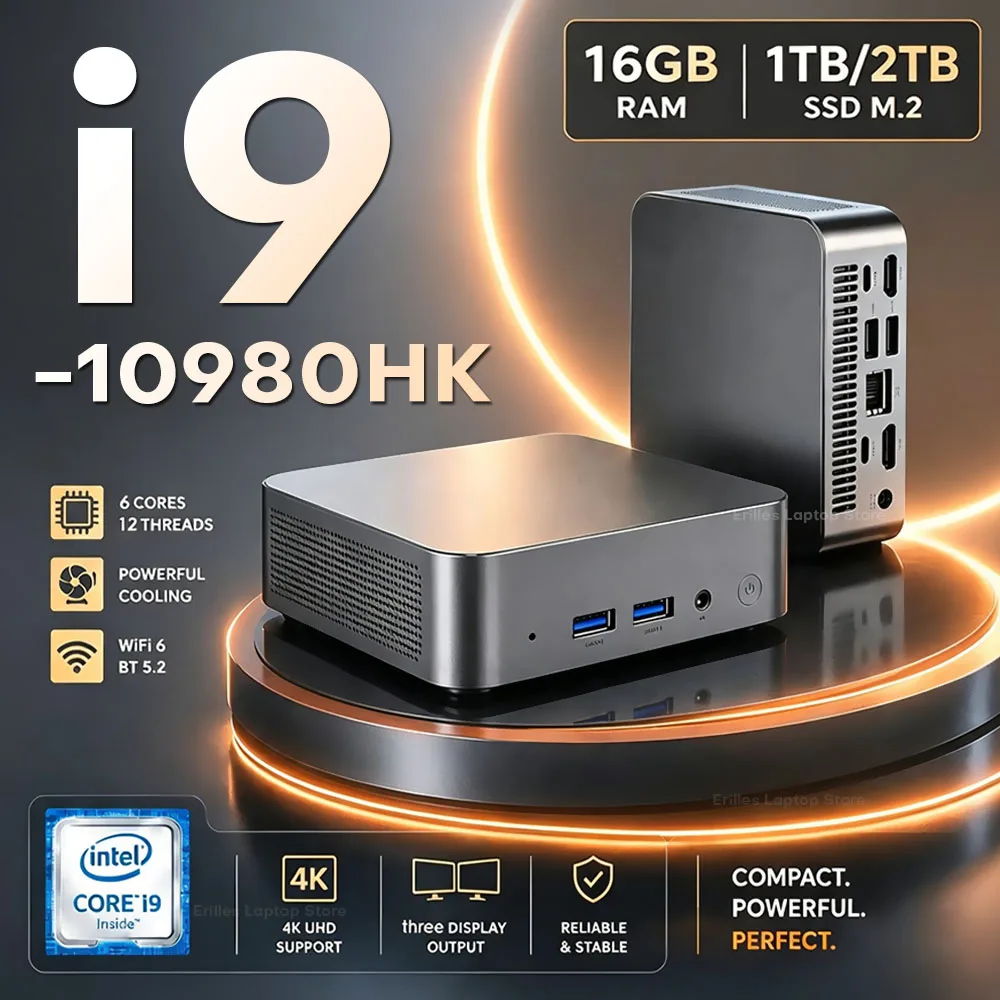 2026 Intel Core I9-10980HK Windows 11 Pro Minipc 16GB 32GB RAM 1TB 2TB SSD Gaming I9 Computer WiFi6 Mini Desktop PC BT5.2 Office