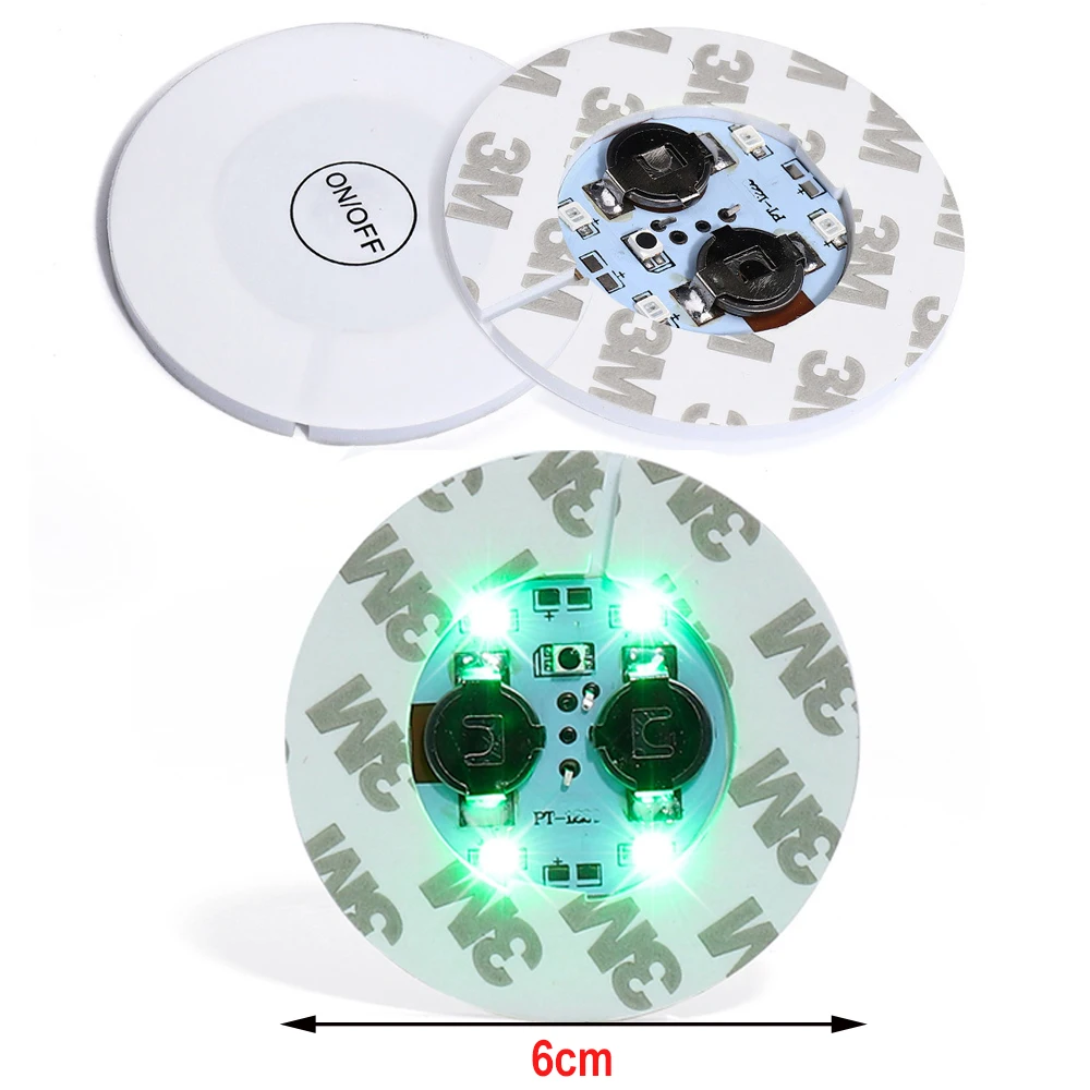 15-2 Chiếc 4 Đèn LED Phát Sáng Chai Dán Đèn 6Cm LED Coaster Đèn Quà Giáng Thanh KTV Cưới đảng Cocktail Cốc Uống Nước Bình Hoa Trang Trí