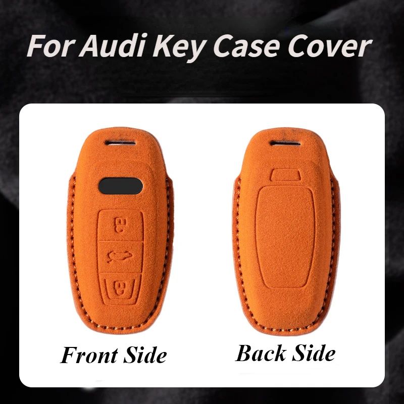 Car Remote Key Case Cover for Audi A3 A4 B9 A6 A7 4K A8 E-tron Q5 Q8 C8 D5 SQ8 Suede Car Key Fob Shell Keychain Protection Bag