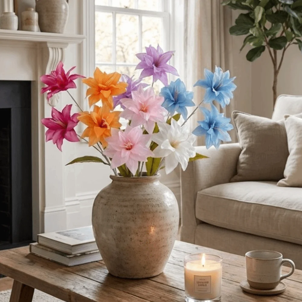 

3 Heads Artificial Flower Branch Green Plants Realistic Silk Flower Branch Real Touch Handmade Simulation Flowers