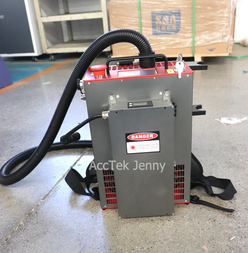 特殊モデル 200w 300w パルスレーザー 木材 金属 塗装洗浄 ミニバックパック ファイバーレーザー洗浄機 リチウム電池搭載