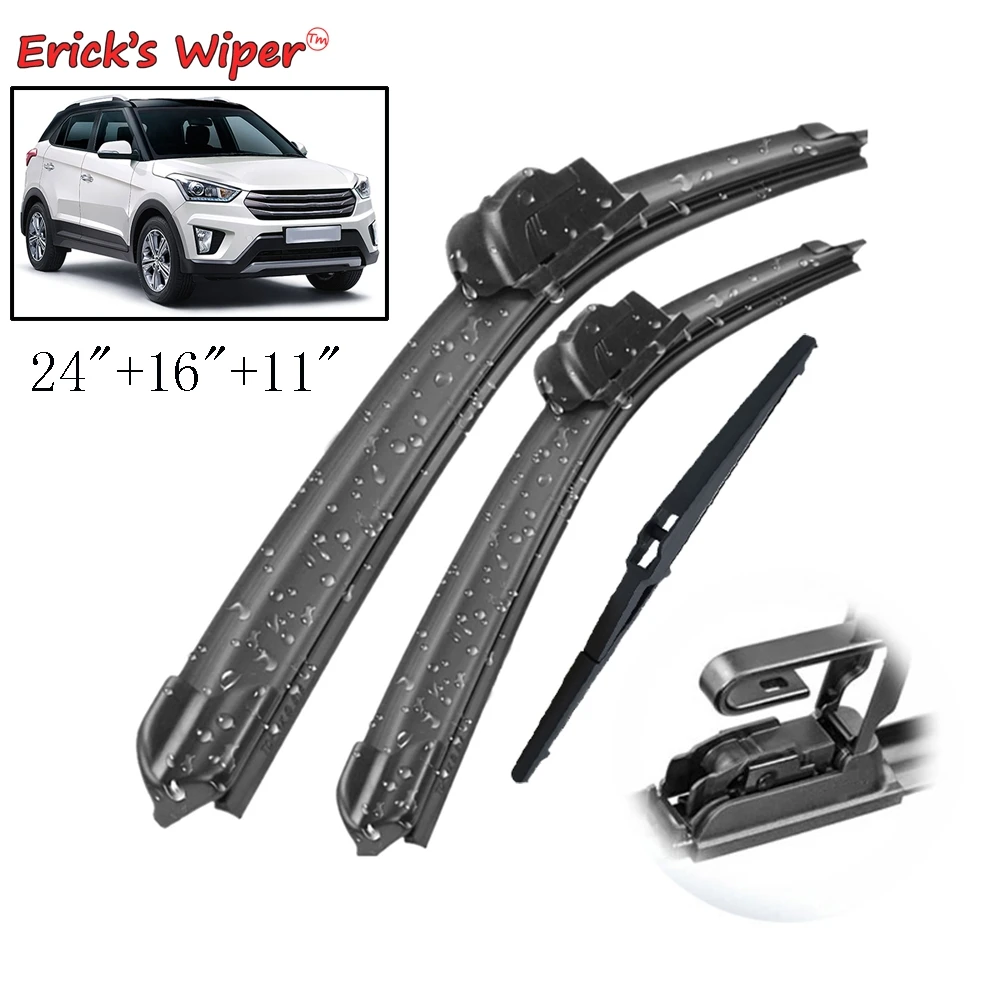 Zestaw wycieraczek przedniej i tylna wycieraczka zestaw ostrzy dla Hyundai Creta IX25 MK1 2014 - 2019 szyba przednia szyba 24 "+ 16" + 11"