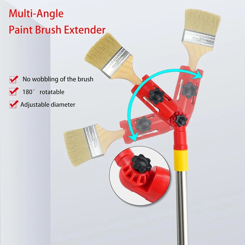 Multi-Angle Paint Brush Extension Pole Kit Handheld Paint Tool Extender Attachment Bracket Suitable For Ceiling, Window