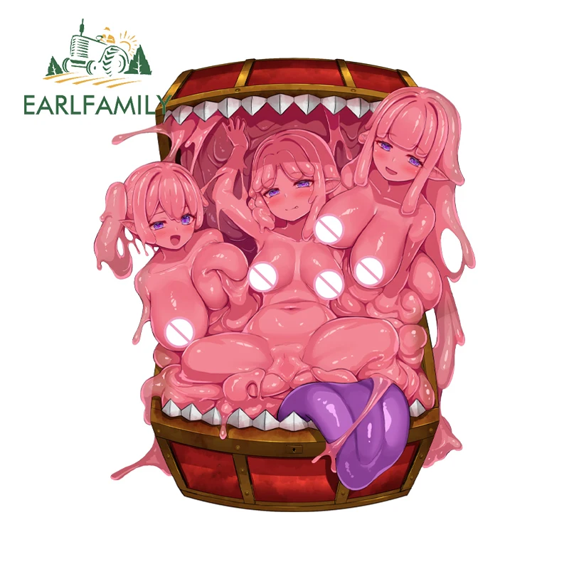 

EARLFAMILY Pink Slime Girls Car Sticker NSFW Anime Demon Box Windshield Decal Vinyl JDM Scratch-Proof Surfboard Car Accessories