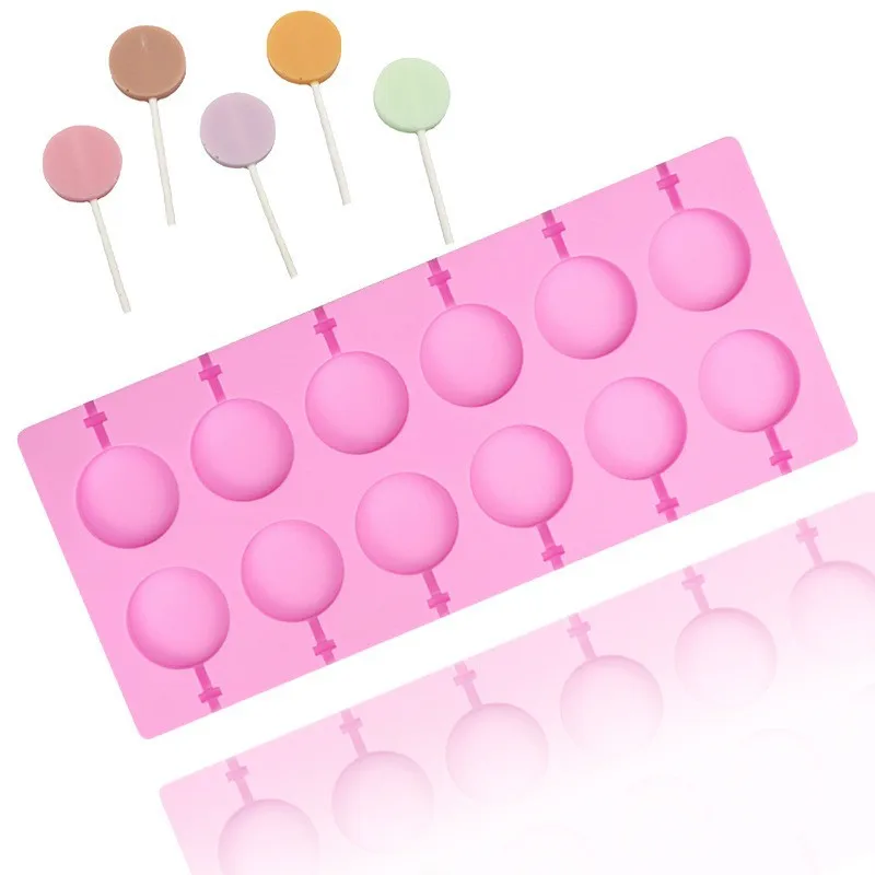 Baking Silicone Lollipop Mold12Round Epoxy Chocolate Lollipop MoldDIYCake Decoration Accessories Film