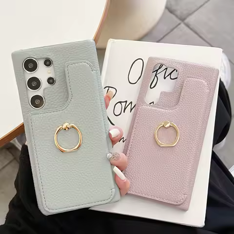 Mirror Cards Solt Leather Wallet Bag Ring Holder Case For Samsung Galaxy S24 Ultra S23 Plus S22 S21 A34 A35 A55 A15 A24 Cover