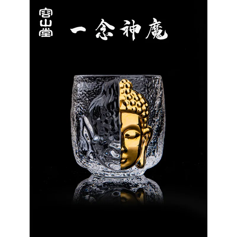 

Rongshantang Glass Relief Tea Cup Large Master Cup Single Cup Gold Painting Personal Special Cup Kung Fu Tea Set