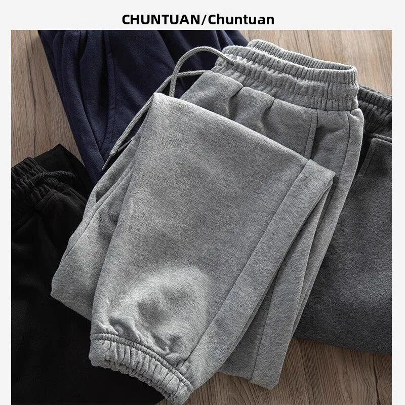 

Мужские хлопковые спортивные брюки на весну-осень, свободные, с манжетами, повседневные, длинные, модные, новинка весенней коллекции, свободный крой, спортивные штаны