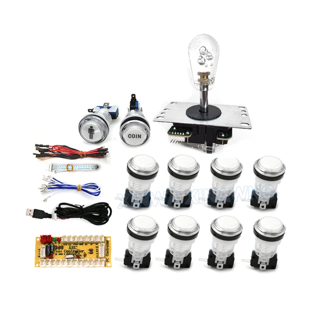Game Player DIY SANWA Arcade Kit for PC Raspberry Pi with LED Push Button American Style Joystick USB Encoder Cable Mame Pandora