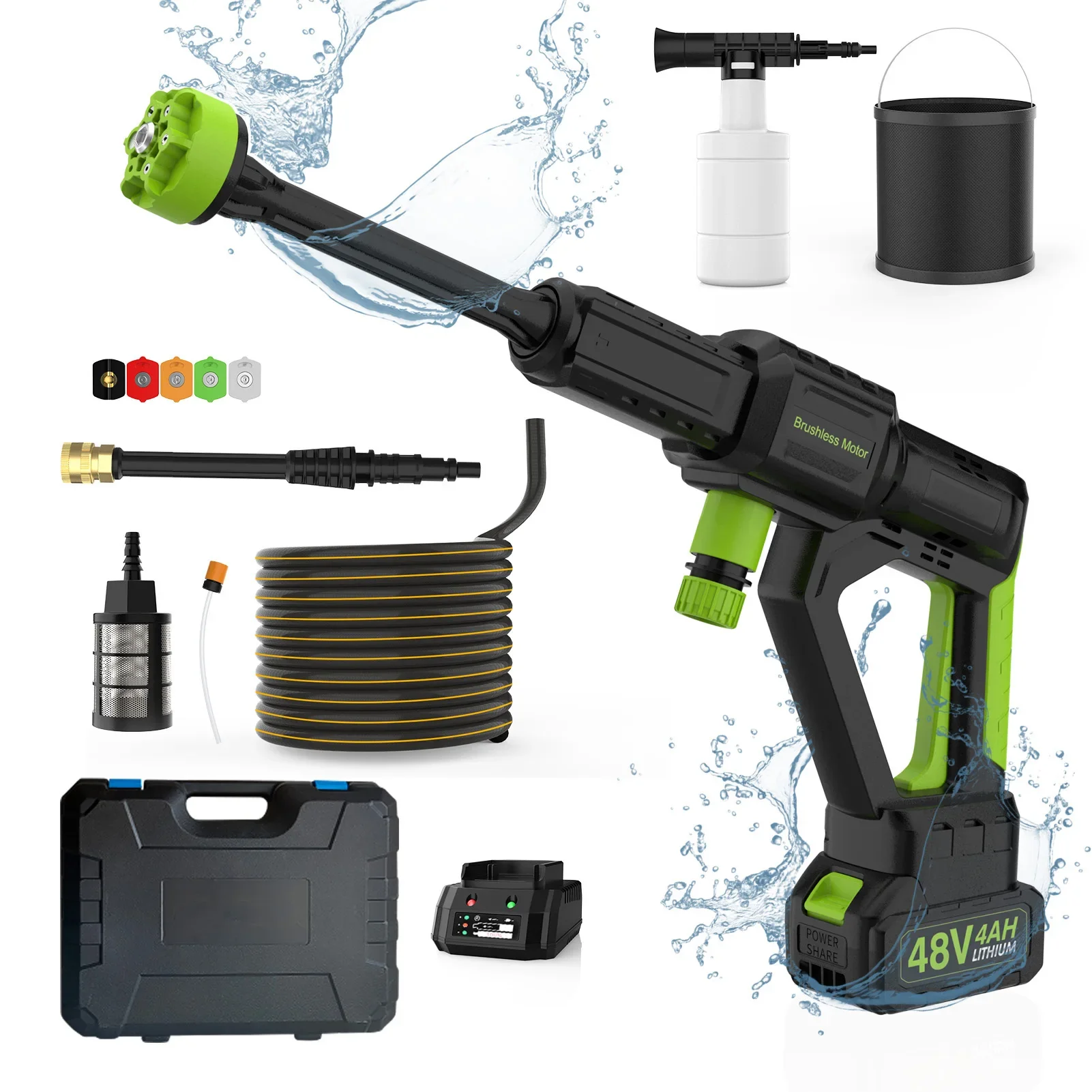 

Lithium Battery 24V 48V High Pressure Cordless Wireless Wash Gun Portable Cordless Car Washer