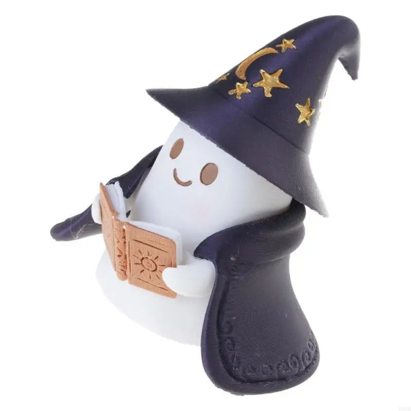 H8WB Whimsically LED Ghostly Reading Lamp Resins Handicraft Gentle Lighting for Bedsides Table Bathroom Shelf Halloween Display