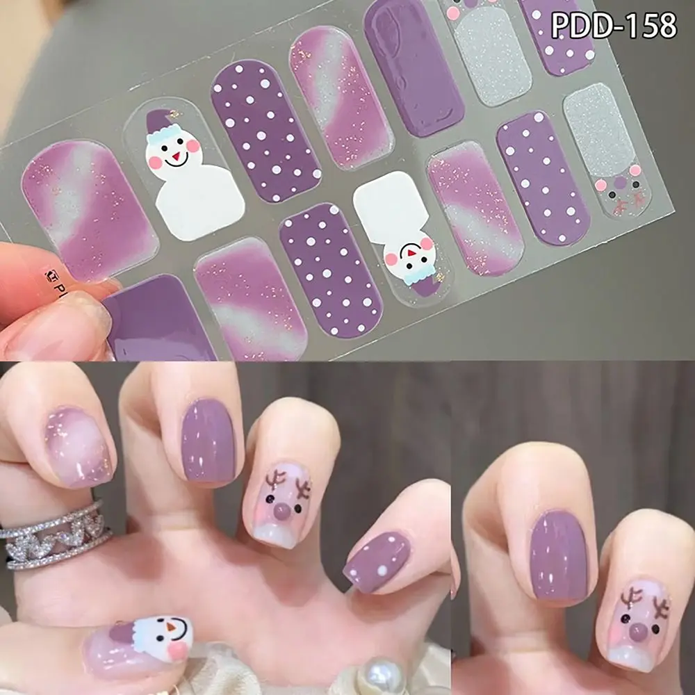 Adesivos de Unha em Gel Impermeáveis com 14 Tiras, Patches de Unha Semi-Curados Florísticos, Tiras de Esmalte em Gel de Cobertura Total para Criação d