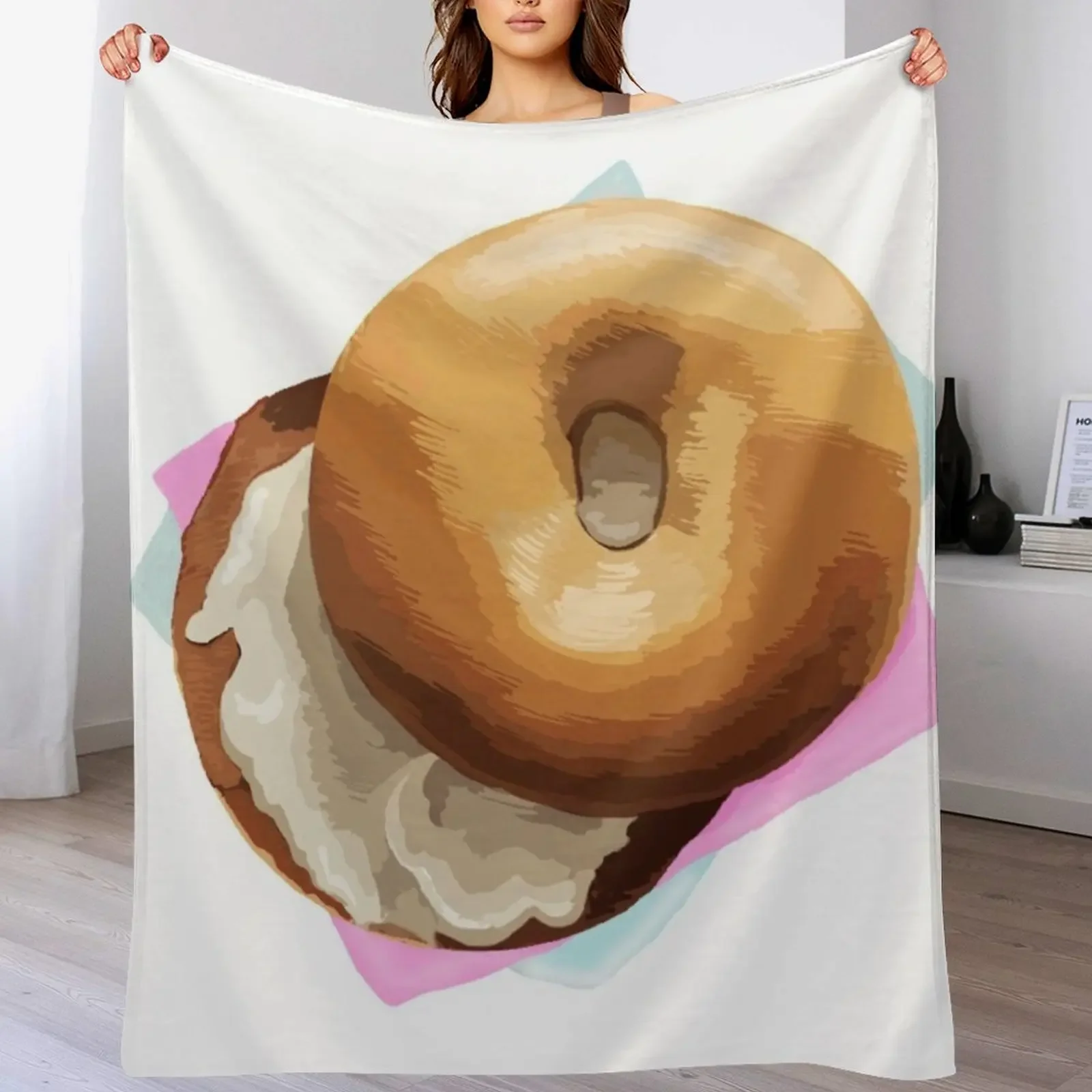 

Yummy Bagel Throw Blanket decorative Retros Picnic Soft Plaid Blankets