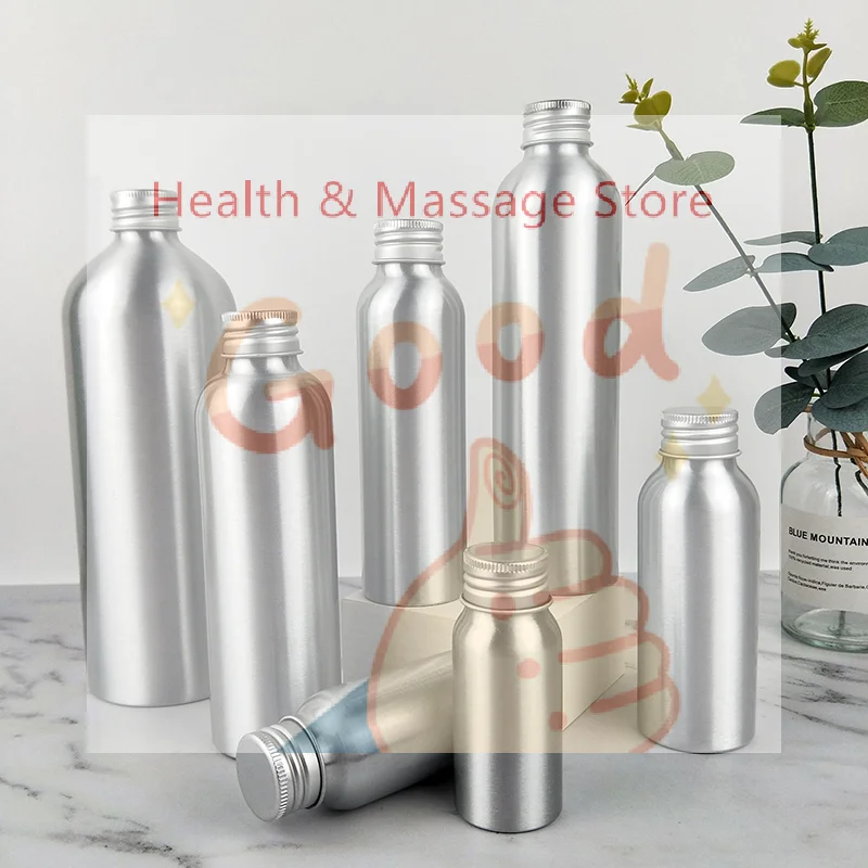【WA】30ml-250ml Silver Aluminum Bottle With Screw Cap Perfume Cosmetic Toner Water Bottle Travel Protable Refillable Bottle