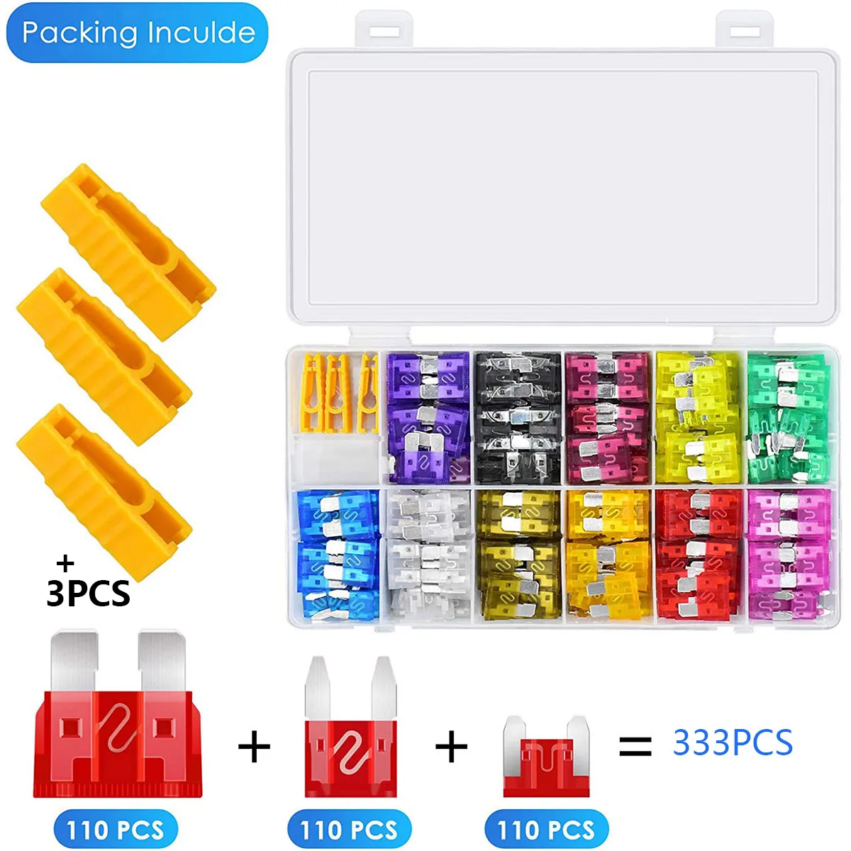 333Pcs Fuse Set Comes with Standard & Mini & Low Profile Mini Blade Fuses, All Essential for Every Household That Owns More Than