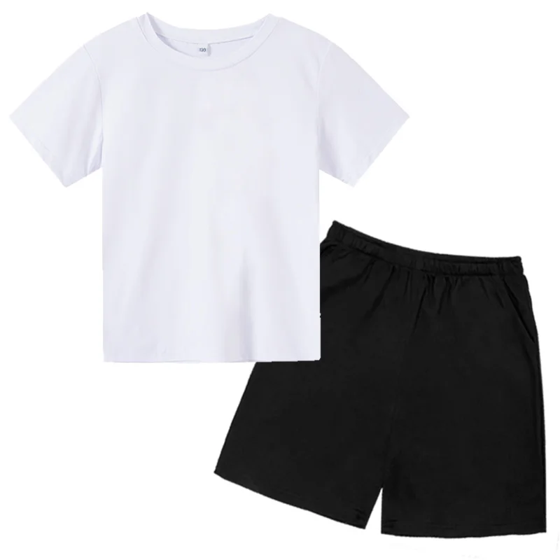 Kids Hot Selling T-shirt Short Sleeve+Shorts 2-12 Year Old Boys and Girls Casual Fashion Sports Outdoor Solid Color T-shirt Set