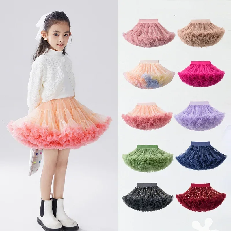 HOT Upgrade Baby Girls Tutu Skirt for Children Puffy Tulle Skirts for Kids Fluffy Ballet Skirt Party Princess Girl Clothes B023