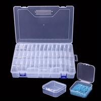 1set 45-Grid Transparent Plastic Storage Box, Portable Art & Craft Supplies Organizer, Multi-Colored Bead Sorting Box Container