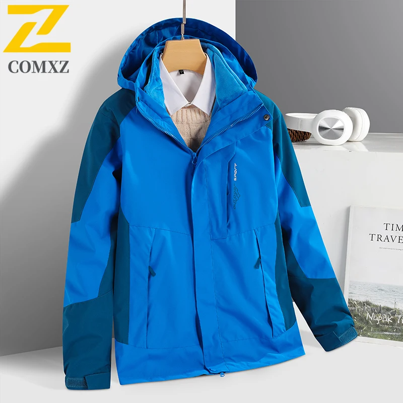

Couples Charge Jacket Spring Autumn New Three in One Windproof Waterproof Breathable Hooded Jacket Outdoor Camping Hiking Jacket