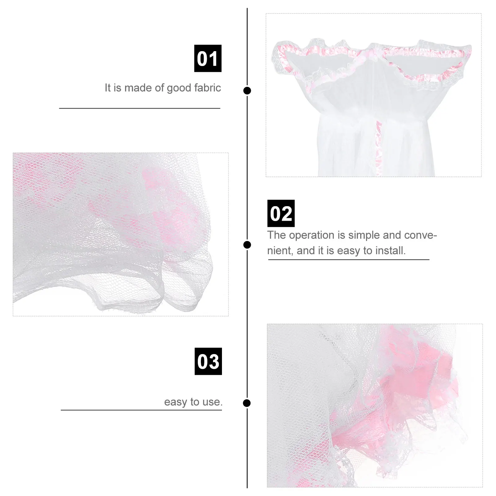 

Palace Style Mosquito Net Canopy Baby Beds Infant Crib Pink Curtain Bed Net Family Mosquitoes Polyester