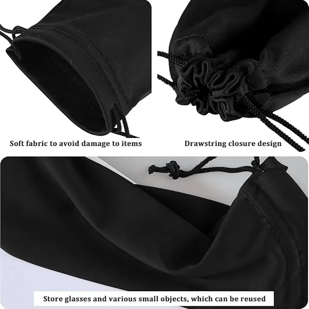 High Quality Drawstring Glasses Bags Microfiber Black Glasses Dust Proof Bag Eyeglasses Pouch