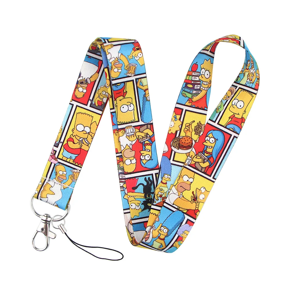 Simpson Cartoon Key Lanyard ID Badge Holders Animal Phone Neck Straps with Keyring Phone Accessories D042