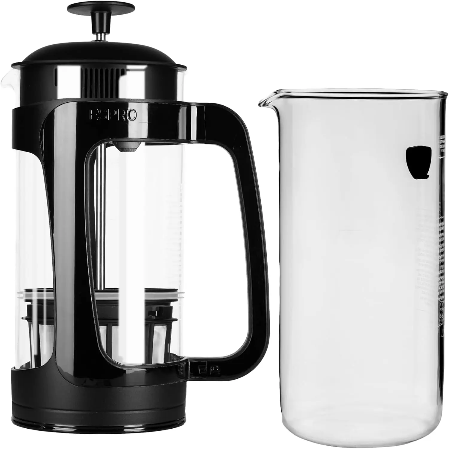 ESPRO P3 French Press Coffee Maker, 32 oz, Black + 32 oz Replacement Glass Carafe