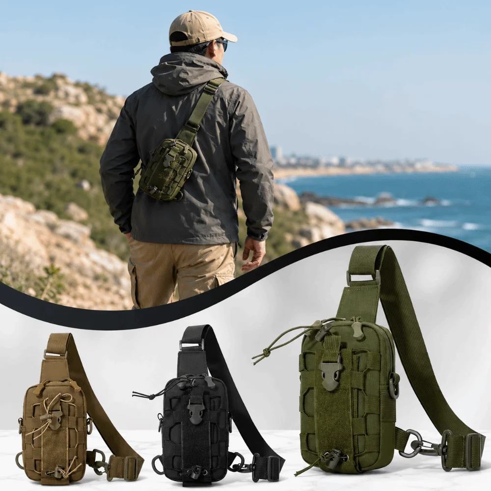 Multi-Functional Nylon Cross-Body Water Bottle Bag Scratch Resistant Large Capacity Chest Bag Multi-pockets Fanny Pack