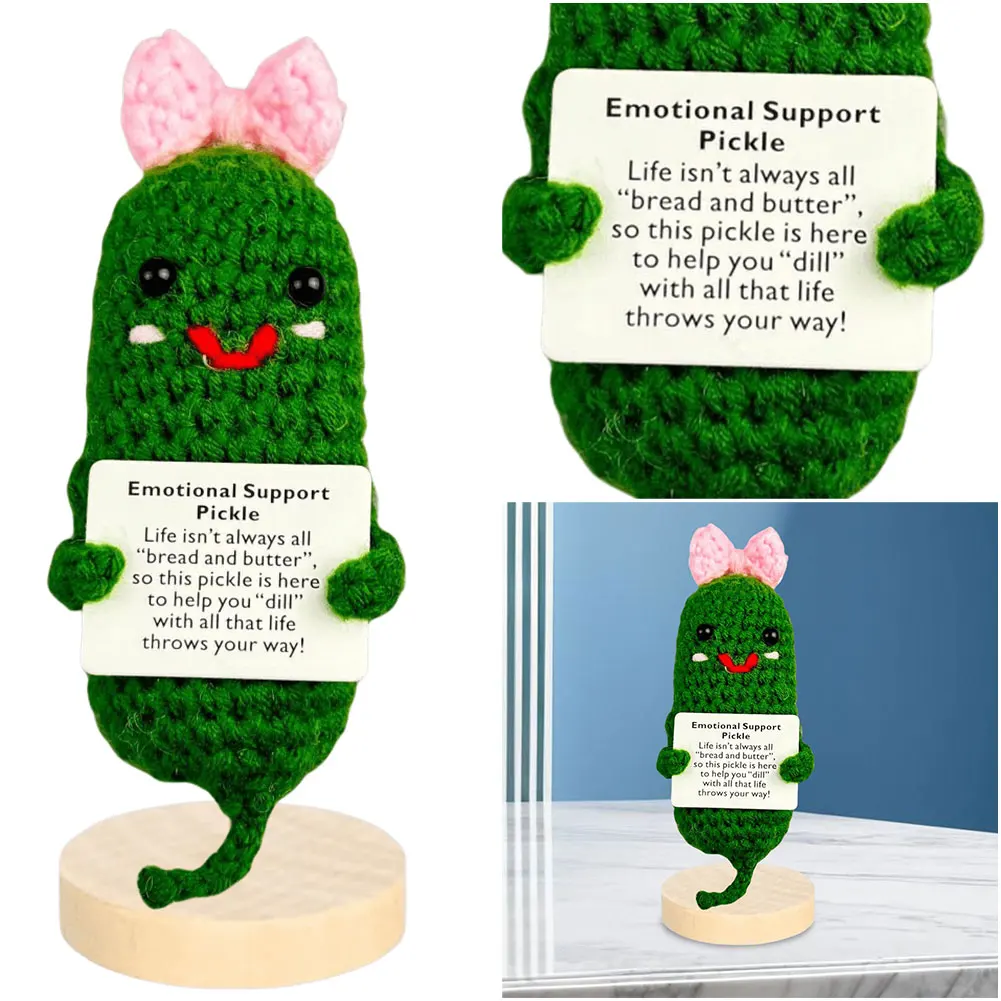 Funny Emotional Support Crochet Cucumber Doll Positive Potato Crochet Doll Emotional Support Pickle Cucumber Inspirational Gifts