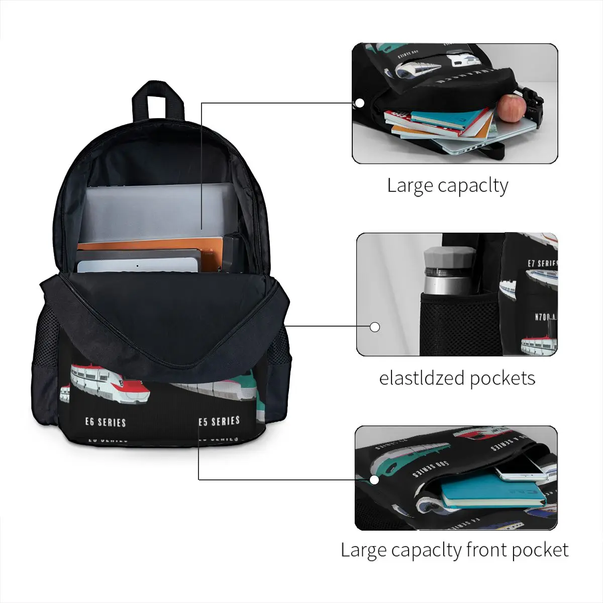 Japonês Shinkansen Bullet Trens Mochilas para Meninos e Meninas, Estudantes Bolsas Escolares, Mochila de Viagem, Bolsa de Ombro, Bookbag