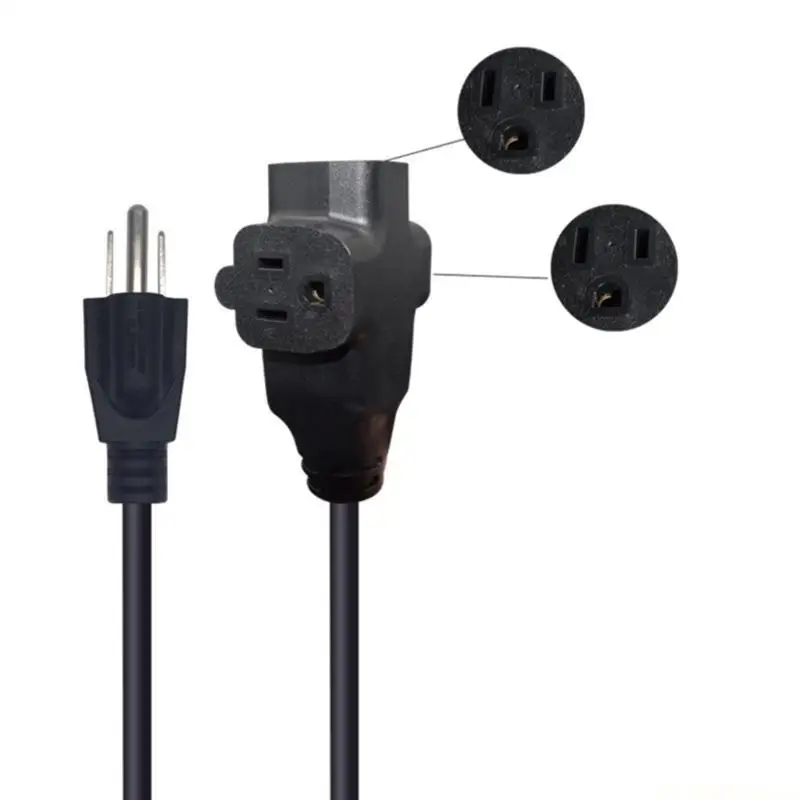 E56B 5-15P to 3x5-15R Cable Male Plug to Female Socket Extension Line 1.83m Length