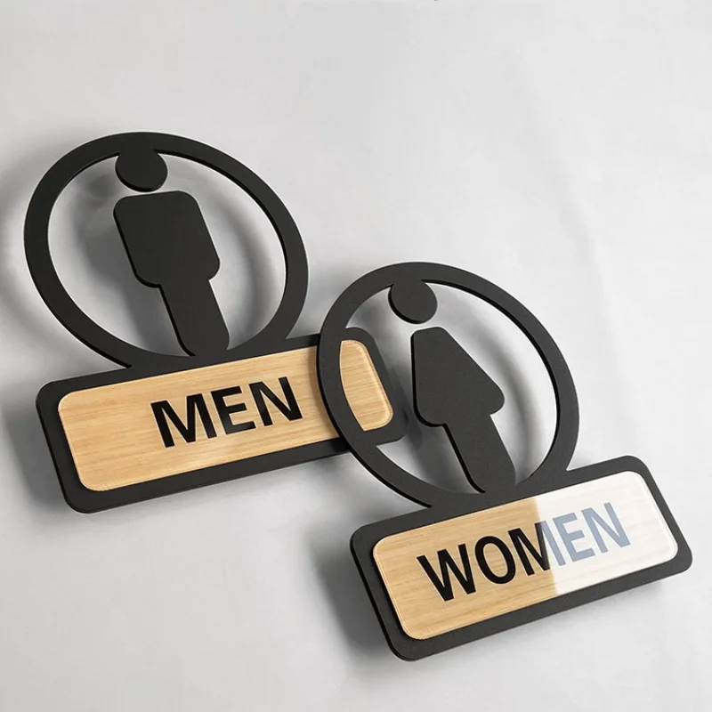 Door Sticker Men & Women Restroom Toilet Sign Doorplate Tips Guide Creative Signage Acrylic Plaque Wall Sticker Wc Signs