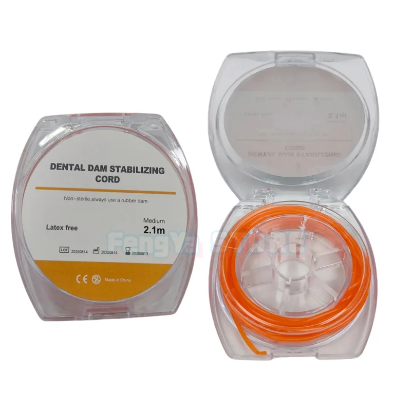 4.2m = 2 Roll Dental Non-sterile Rubber Dam Stabilizing Cord Latex Free Medium Dental Dam Elastic Rubber Barrier Wedge Line