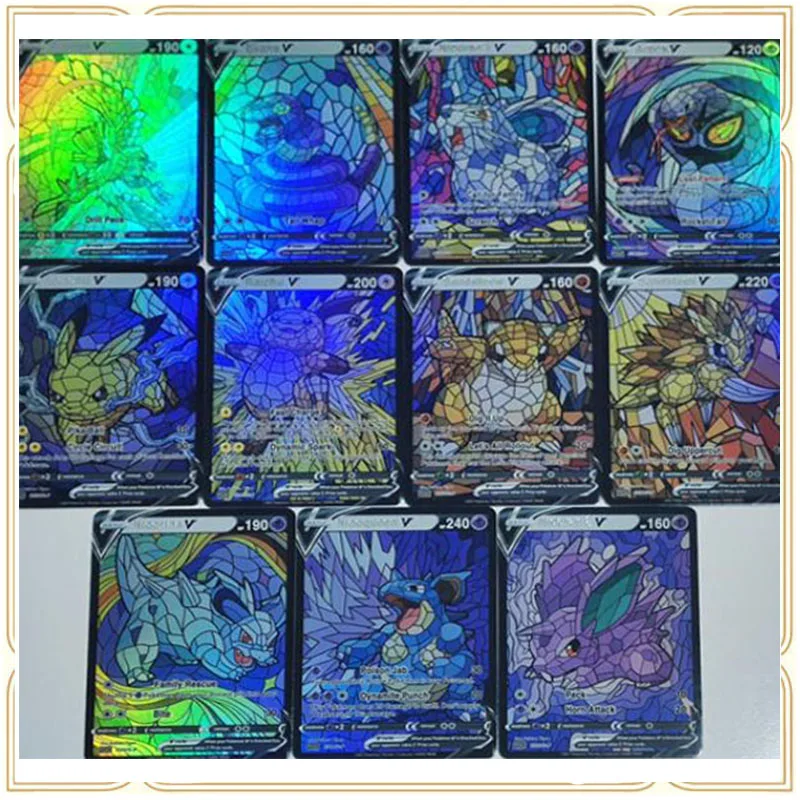 Anime Acg Rare Laser Flash Card Pikachu Psyduck Arceus Mewtwo Squirtle Collection Game Toy Solitaire Christmas Birthday Present